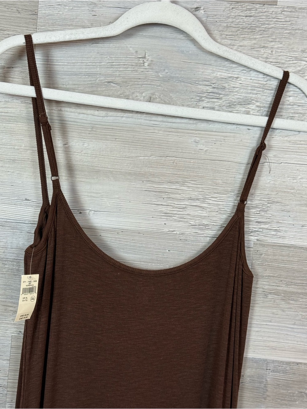 NWT Aerie Ribbed Cami Maxi Dress XL Brown Chocolate Spaghetti Strap Long Slip - Picture 4 of 8